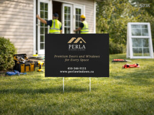 Windows and doors installation lawn sign for home improvement business