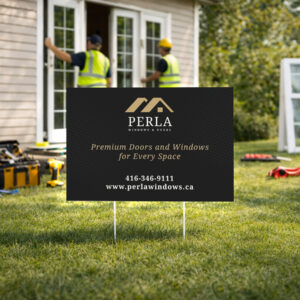 Windows and doors installation lawn sign for home improvement business