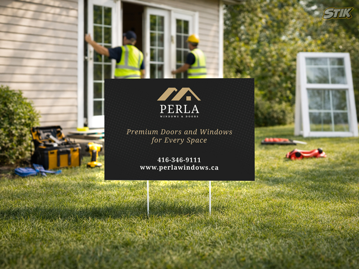 Windows and doors installation lawn sign for home improvement business