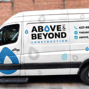 Fleet vehicle branding with logo and contact information