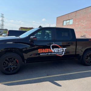 Contractor truck with custom vehicle decals installed in Vaughn