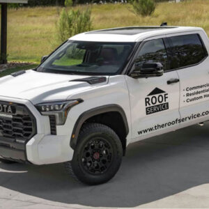 Work truck with custom vehicle lettering and company branding in Toronto